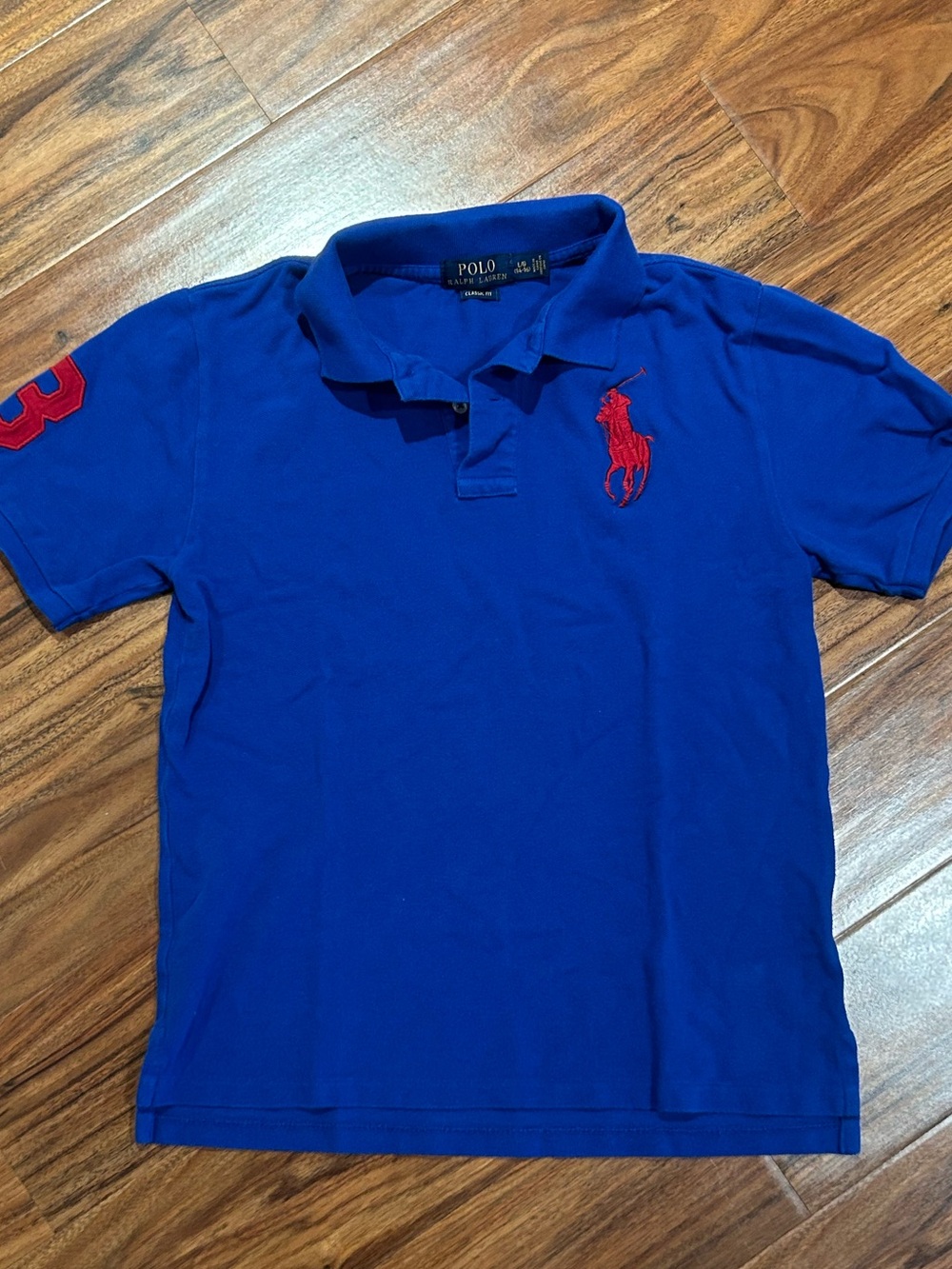 Polo Ralph Lauren blue large logo polo boys size large 14 16